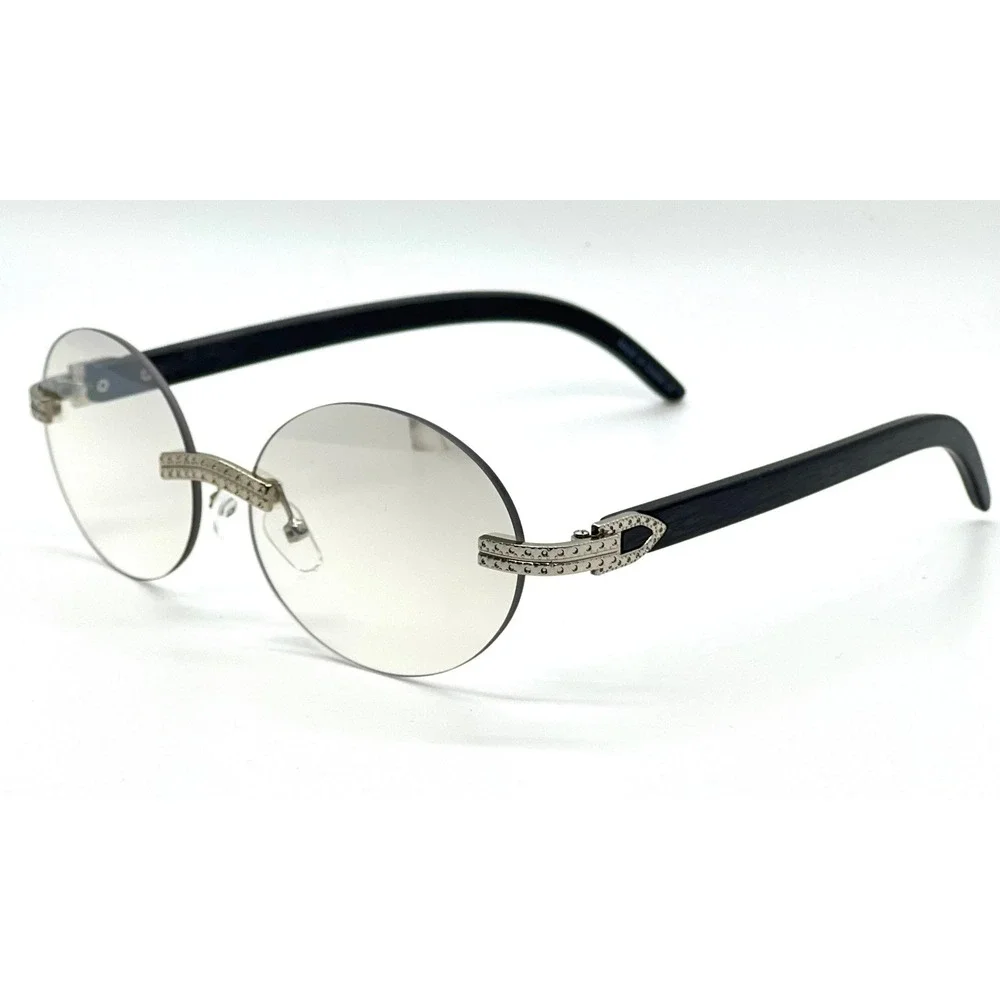 Rimless Sunglasses Silver Frame Clear Tinted Lens Trendy Retro Classy 80's 90's‎